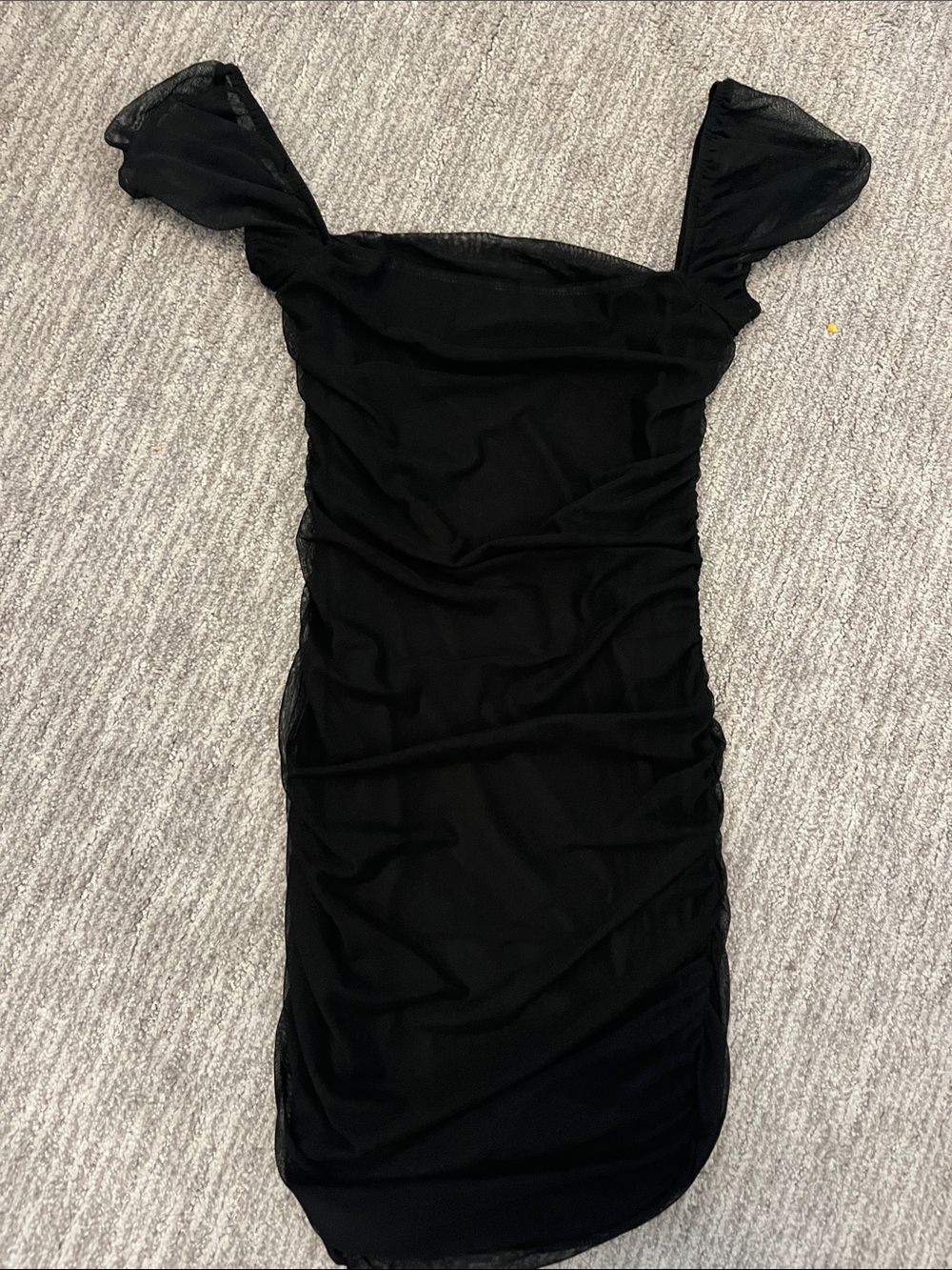 Princess Polly Black Ruched Off-Shoulder Mini Dress